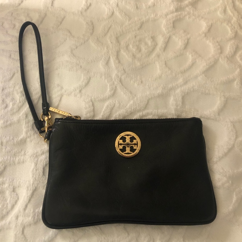 Tory Burch Pochette Black Leather Wristlet
